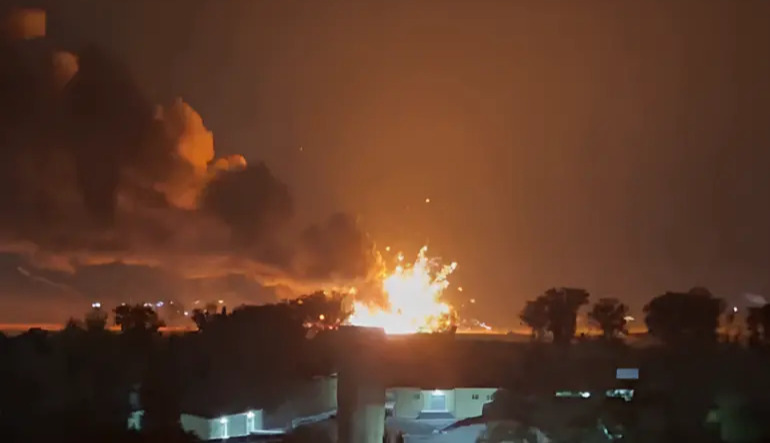 Fire reported at Russian military airfield