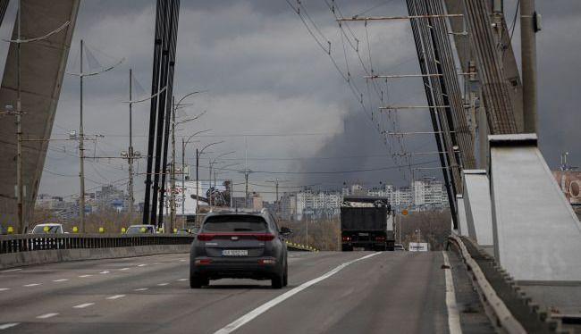 Russian drone strike damages Northern Bridge in Kyiv