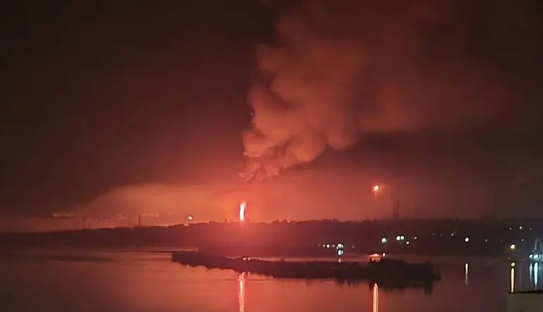 Ukrainian forces destroy a drone hangar at the “Saky” airfield in occupied Crimea