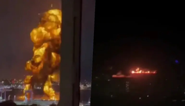 Attacked from air and sea: oil terminal ablaze in Novorossiysk — media