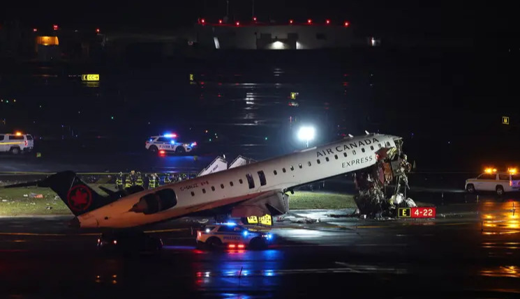 Plane crashes into truck while landing at New York airport
