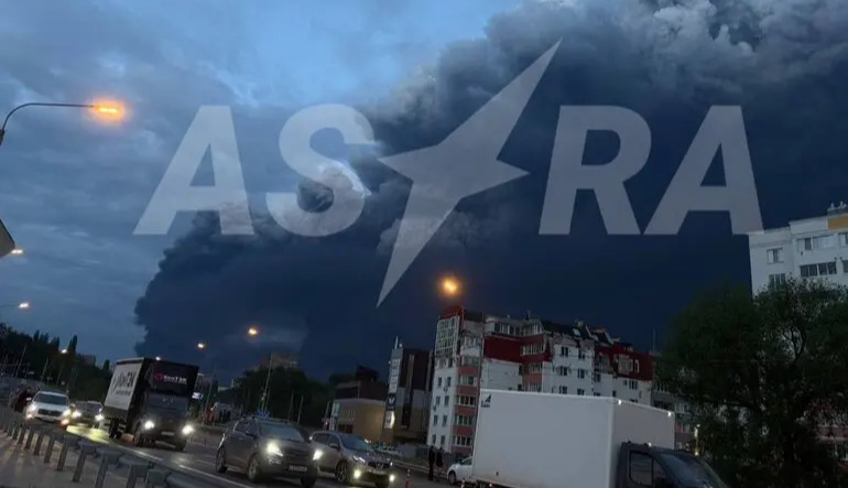 Ryazan oil refinery on fire as black fallout reported; smoke rises over airfield in Yeysk